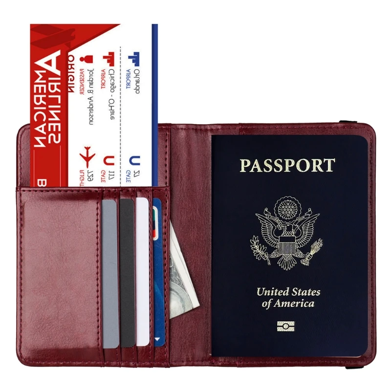 United States Of America USA RFID Men’s Wallet Passport Cover Case Holder Case Blocking Leather Travel Wallets Travel Accessorie 5