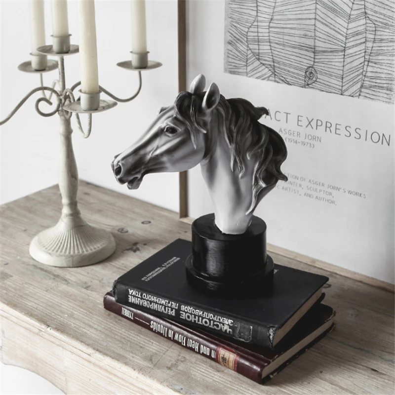 

25.5cm Resin Modern Abstract Horse Sculpture Animal Figurines Desktop Display Ornaments Home Decoration Accessories Gift