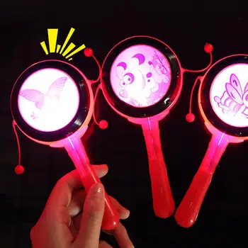 

GloryStar LED Luminous Rattle-Drum Toys 3-Gear Lights Cartoon Pattern Flash Light Random Color and Pattern
