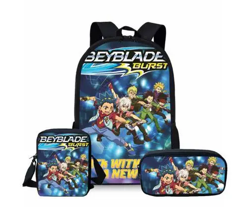 Горячая Beyblade Burst игра 3 шт. набор печатных Человек Большой Рюкзак Ортопедические школьные сумки Beyblade Burst игра школьная сумка подарки - Цвет: photo color