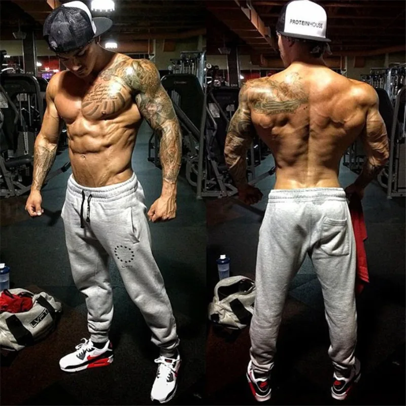 

Live Fit Muscle Fitness Dog Brothers Sports Casual Pure Cotton Trousers Men's Breathable Slim Fit Drawstring Top Skinny Wei