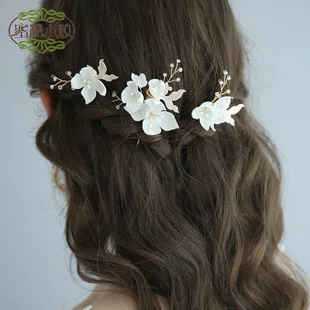 C192 Bride Handmade Hairpin Europe And America Hot Sales Ceramic Headdress Two-Piece Set