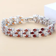 Романтичный красный гранат, 925 пробы, серебряный браслет, здоровье, модные свадебные украшения для женщин, Ювелирная коробка B39