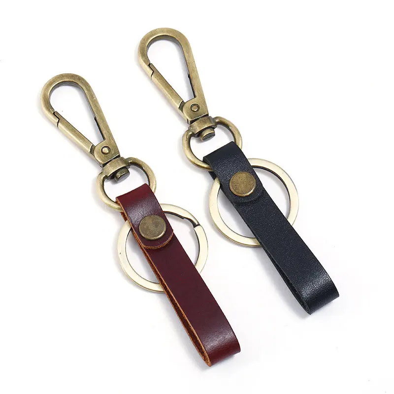 

Jessingshow New Genuine Leather Keychain Retro Brown Black Keyring Creative Design Punk Style Key Chain Pendant Jewelry