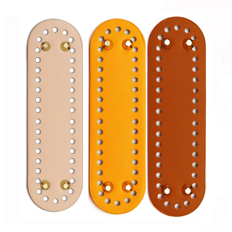 

18x5cm Oval Long Bottom Handmade Pad for Knitted Bag PU leather Accessories Bottom With holes DIY Crochet Thin Bag Bottom
