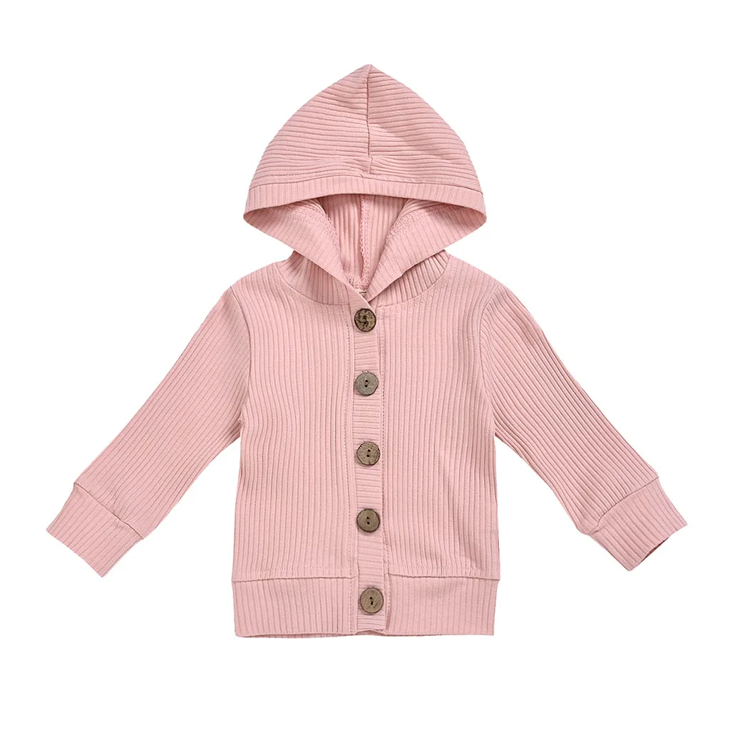 Куртка для маленьких девочек и мальчиков; пальто для маленьких мальчиков и девочек; зимнее однотонное ветрозащитное пальто с капюшоном и длинными рукавами; верхняя одежда - Цвет: Розовый