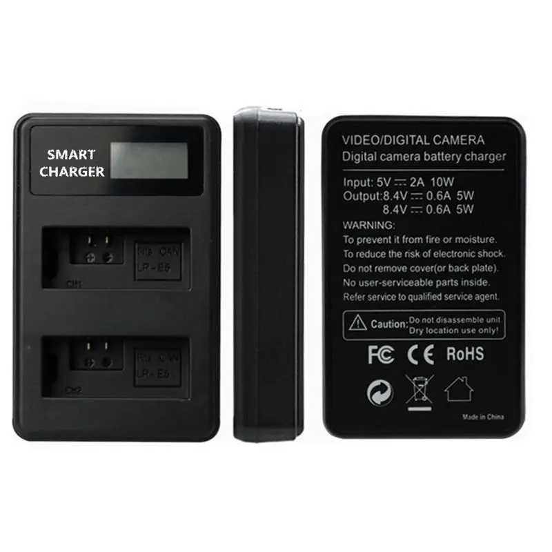 Lp-E5 Usb ЖК-дисплей двойной порт зарядное устройство для Canon 450D 500D 1000D Kiss X2 X3 F Rebel Xsi Xli Xs
