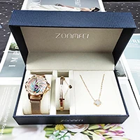 rose gold 3 шт. Наручные часы для женщин Подарочные коробки подвижные часы циферблат Модный женский браслет/ожерелье из нержавеющей стали высокого качества наручные часы - Цвет: rose gold