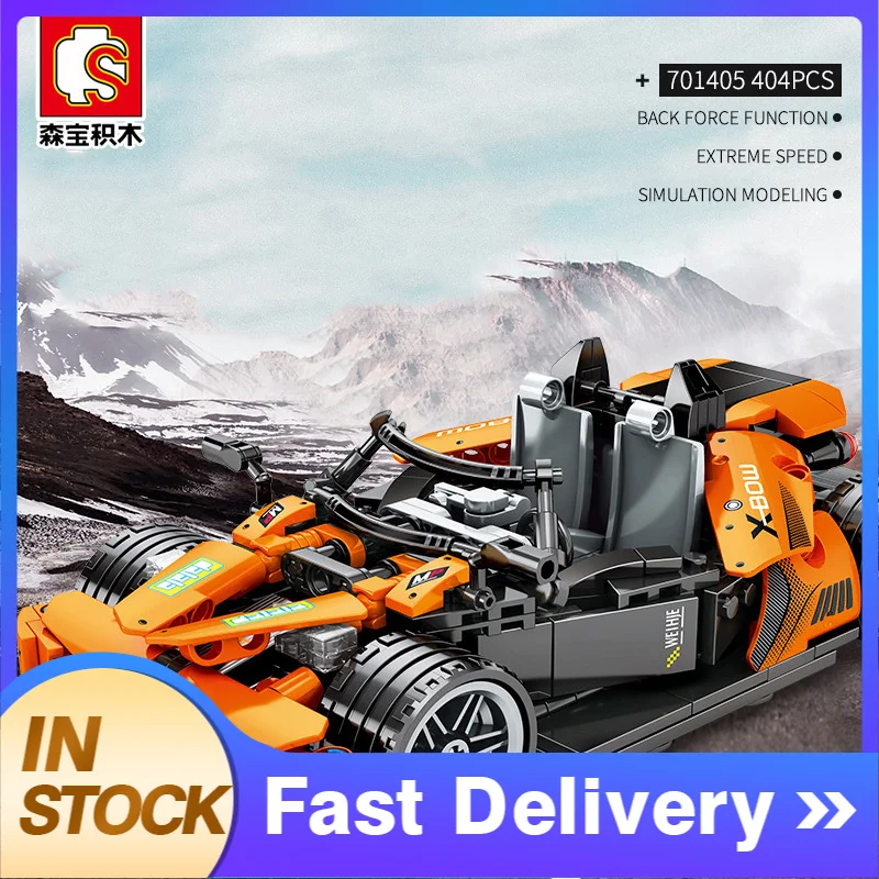 

SEMBO 701405 404pcs MOC Technic series Building Blocks KTM X-BOW GT Pull Back Car Supercar Bricks Toys for Kids