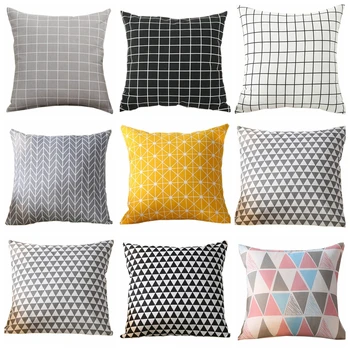 

Pillow Case Yellow Black White Geometric Polyester Sofa Decorative Cushion Cover Pillowcase Home Decor 45x45cm 40x40cm