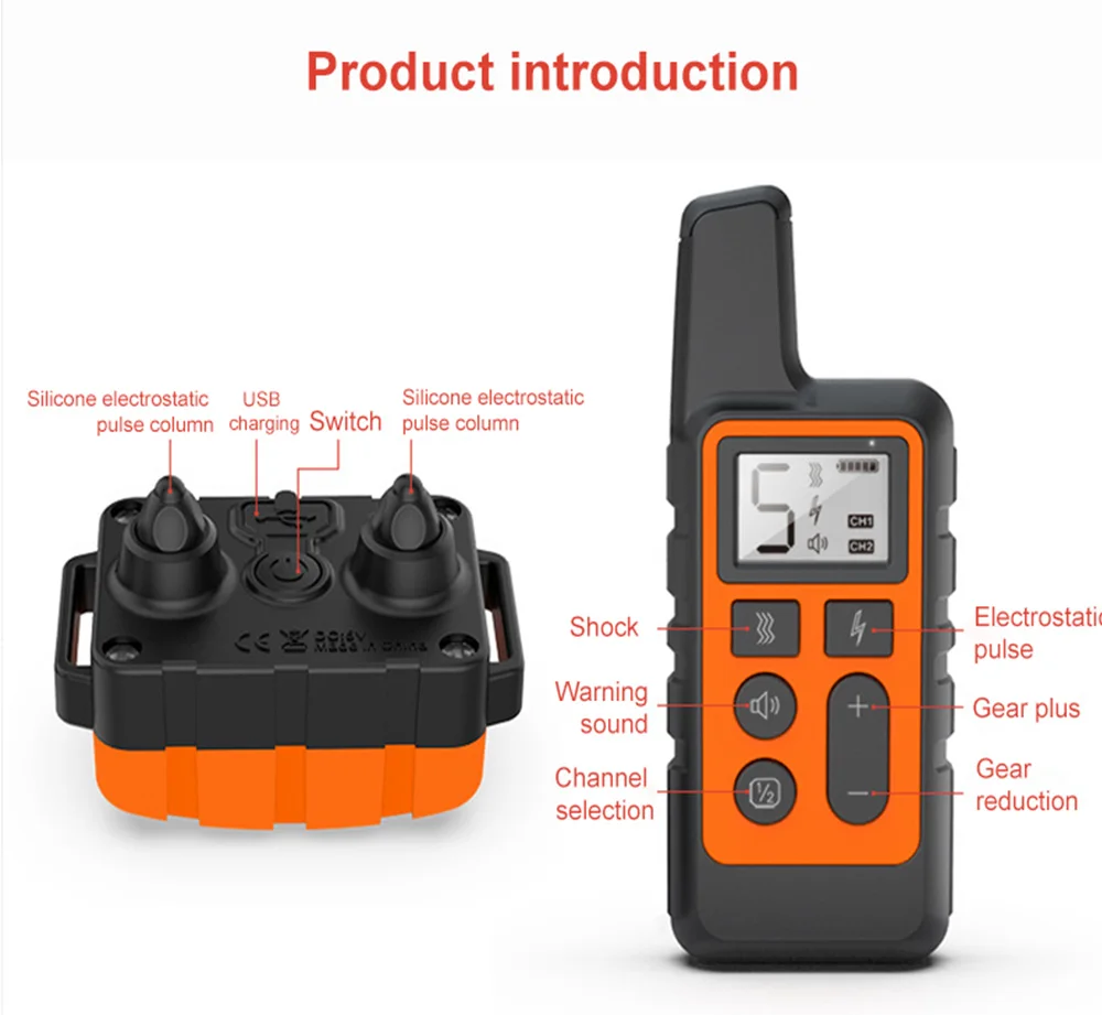 Electric Dog Training Collar Waterproof Remote Control Rechargeable 500m Shock Vibration Sound pet dog training collar