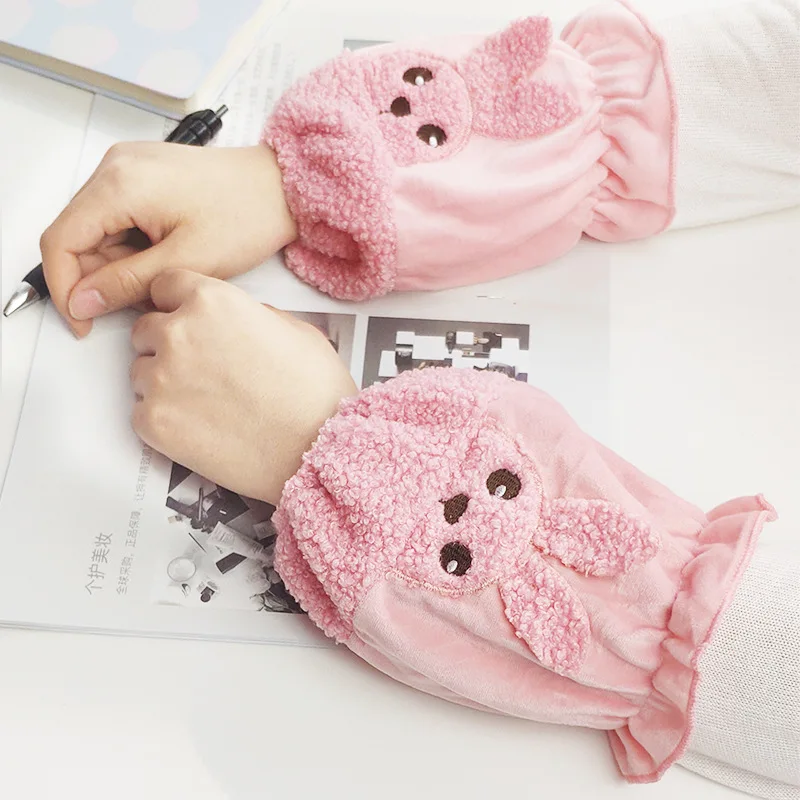 Winter Cute Girl'S Short Cuff Students Cartoon Medium Length Cuff Adult Work Antifouling Long Cuff