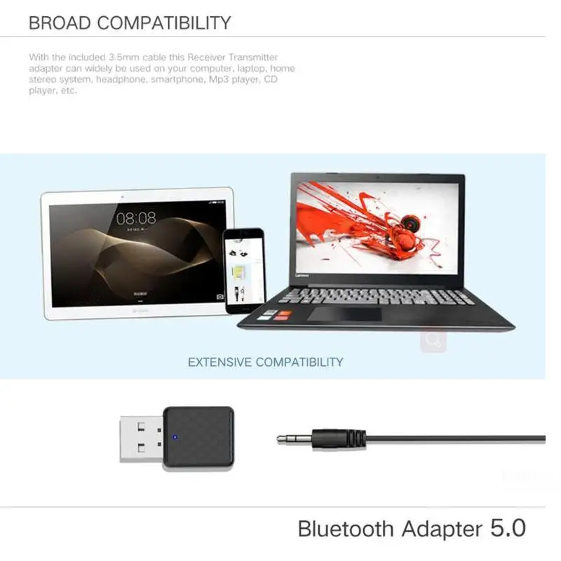Беспроводной передатчик аудио 5,0 bluetooth адаптер USB bluetooth передатчик приемник BT5.0 AD2P AVRCP для акустической гарнитуры CD MP3