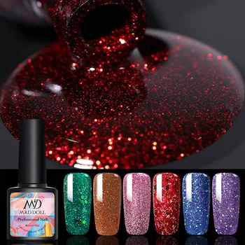 

MAD DOLL Glitter Nail Gel Polish Shiny Sequins Gel Soak Off UV Gel Varnish DIY Nail Art Gel varnish DIY