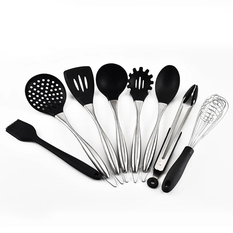 

Manufacturers Direct Selling Silica Gel Kitchen Ware 8 Pieces Stainless Steel Handle Kitchenware Kit High-temperature Resistant