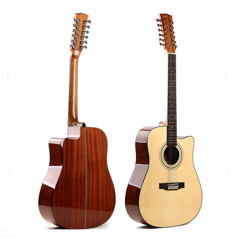 12 String Acoustic Guitar Electric Balladry Folk Pop Flattop 41 Inch Picea Asperata Guitarra Light Cutaway Electro acoustic electric guitar