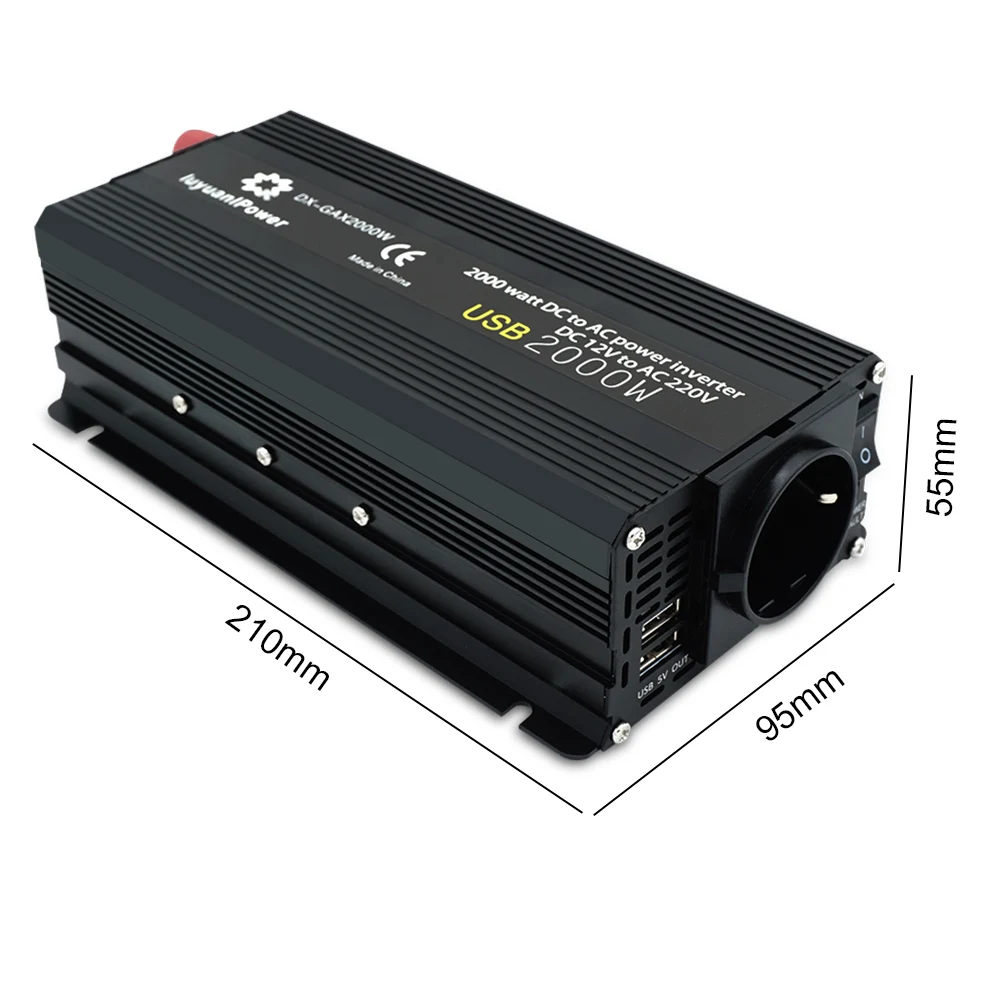 Двойной USB 2000 Вт портативный автомобильный инвертор напряжения зарядное