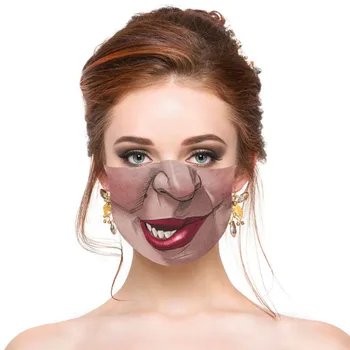 

2 PC Couple's Unisex Face Mask With 4 PCS Filters Creative Print Washable & Reusable Dust Proof Mouth Mask Adult Size Masque