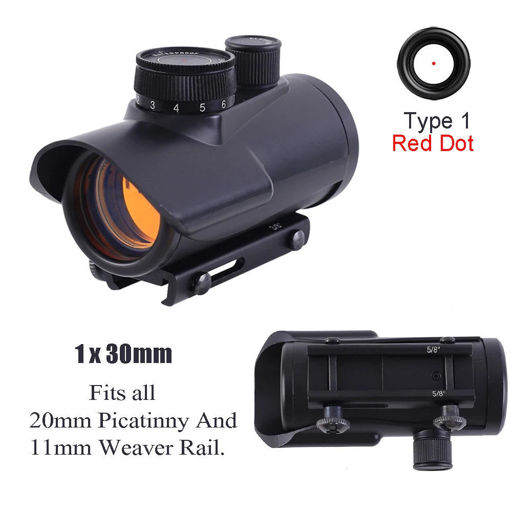 1X30 Tactical Holographic Dot Sight Scope Airsoft Hunting Red Green Blue Dot Sight Optics Riflescope Fit 11/20mm Rail Mount
