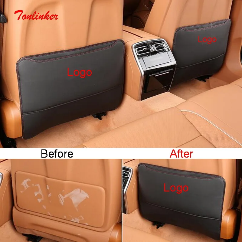

Tonlinker Interior Car Seat Back Anti-dirty Pad Cover For FAW HONGQI H9 2020-21 Car styling 2 pcs PU Leather Cover Stickers