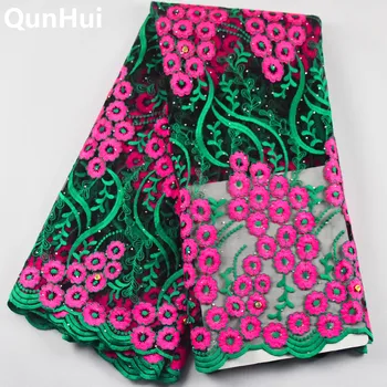 

Best Selling green African Lace Fabric Royal Blue Nigerian French lace Fabric 2020 High Quality African Tulle cord Lace Fabric