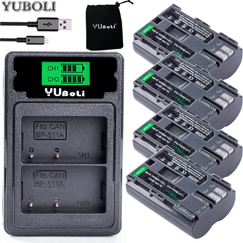 7 4 В 2200 мАч BP 511A 511 BP511 BP511A батарея + ЖК зарядное устройство USB для камеры Canon EOS 40D 300D 5D