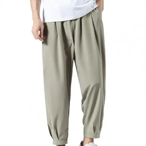 elephant harem pants Solid Color Men Pants Ankle-length Smooth Wide Leg Ankle Tied Oversize Pants Sweatpants harem pants men Harem Pants