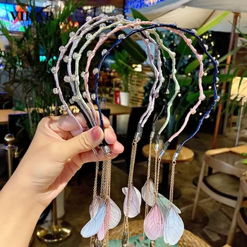 

VIKAR New Women Rhinestone Pendant Tassel Head Hoop Hairband Shinny Hair Bezel Headbands Girl Fashion Headdress Hair Accessories
