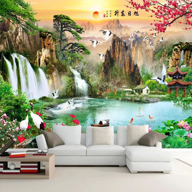 Custom 3D Wallpaper Chinese Style Waterfalls Nature Landscape Photo Wall Murals Living Room TV Sofa Study Background Papers |