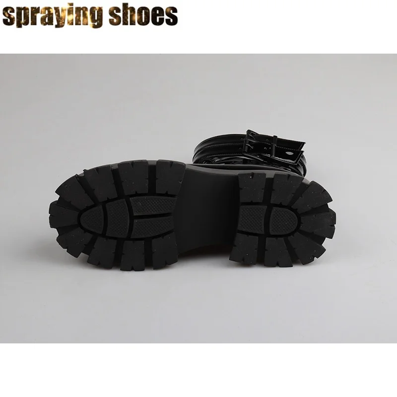Женские неоновые синие ботинки Martens ботинки из лакированной кожи на платформе мотоботы с круглым носком Дамская Водонепроницаемая зимняя обувь на шнуровке