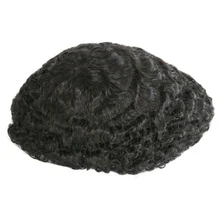 Perruques Afro bouclées pour hommes noirs, 100% cheveux humains, Base de peau, remplacement de cheveux, 8mm 10mm 12mm 15mm