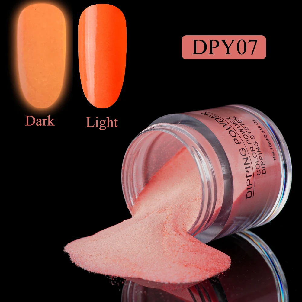 DPY-07 YAYOGE 10 цветов светящийся порошок для ногтей Блеск для ногтей светится в темноте погружающийся порошок светящийся порошок DIY Дизайн ногтей - Цвет: DPY-07
