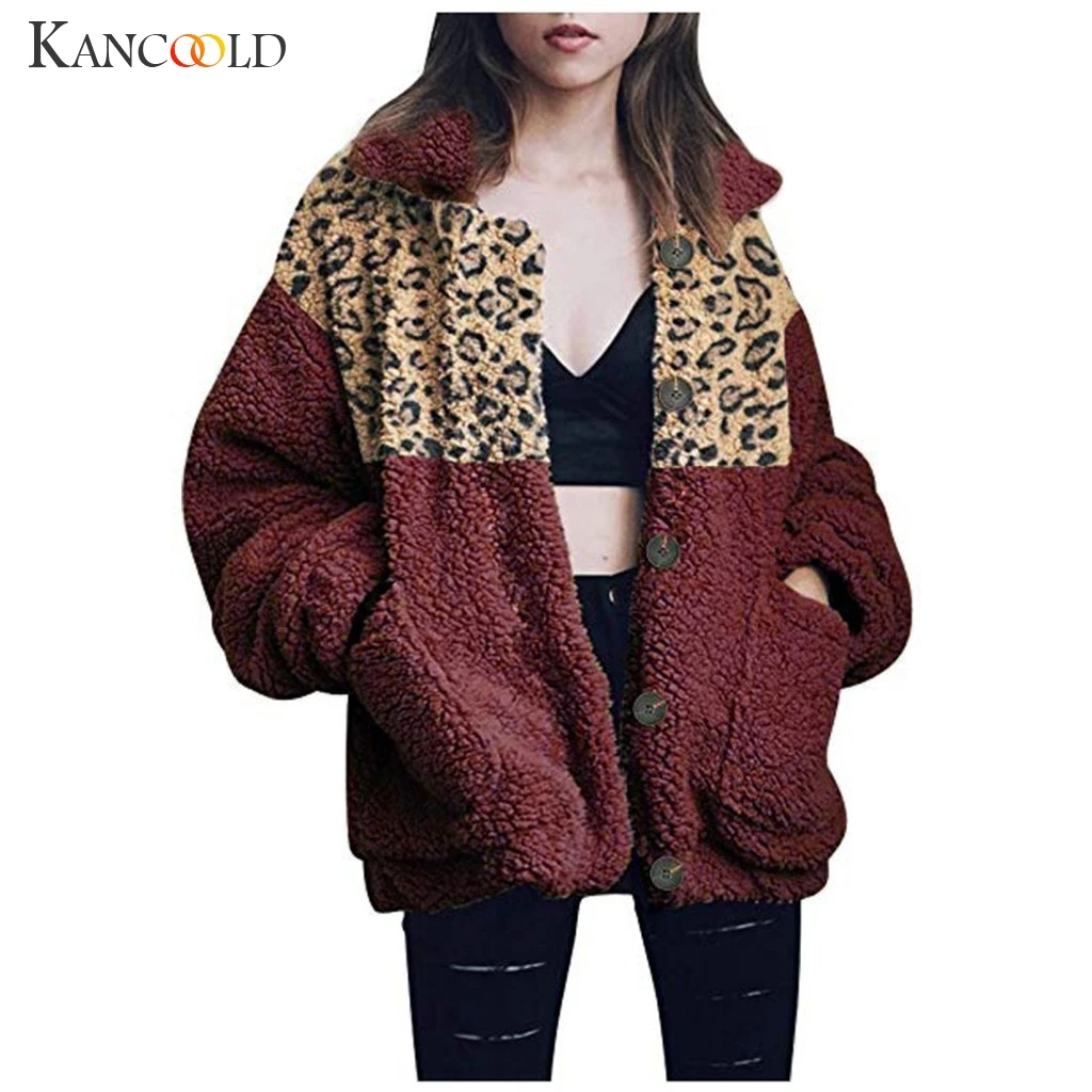 KANCOOLD пальто WILD CHICKA Winer плюс размер теплая леопардовая Длинная Верхняя одежда с плюшевым карманом Новые пальто и куртки для женщин 2019Sep4
