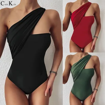 

Caze Kyts 2020 women's swimsuit one shoulder one piece women's swimsuit sexy plain bikini for seaside play NEW