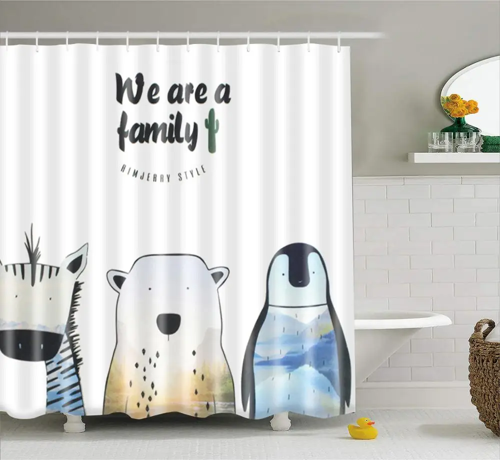 Mtmety Modern Fashion Animals Cartoon Shower Curtain Bath Curtains Bathroom Bathtub Waterproof Polyester Bathing Cover Extra Shower Curtains Aliexpress