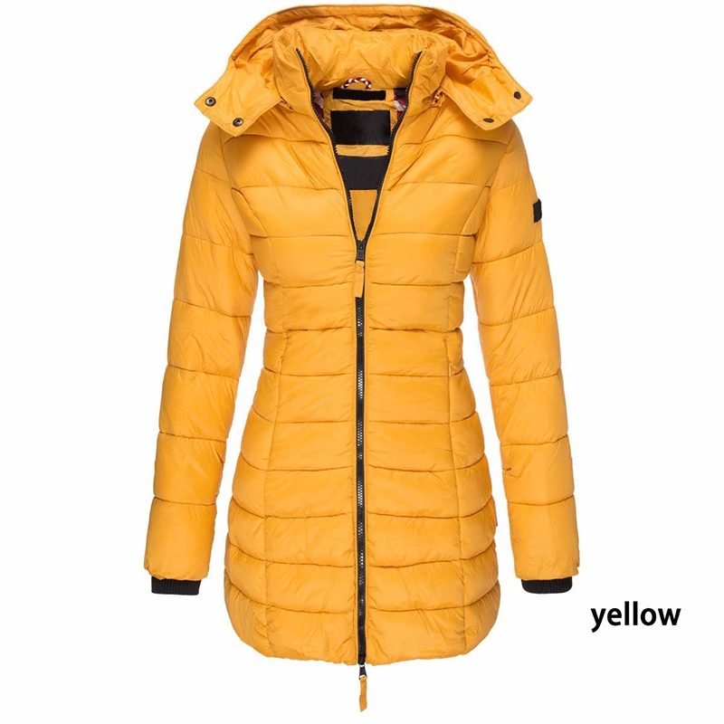 Women's 2021 Quilted Long Sleeve Coats Jackets for Women Winter Thick Warm Soild Fashion High Neck Casual Oversize Straight Coat