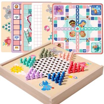 

Home Chinese Checkers Durable Educational Toy Family Party Strategy Traditional Game Multifunction Kids Adults Wooden Board