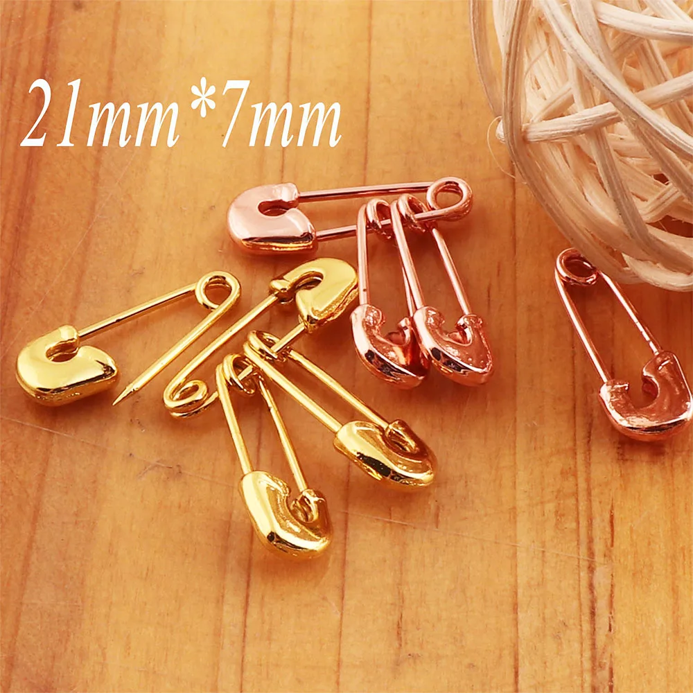 40 Pcs Rose Gold/gold Safety Pins,21mm Craft Silver Safety Pin Brooch  Stitch Markers,metal Safety Pins Loops Charms Jewelry Tag Fasteners 