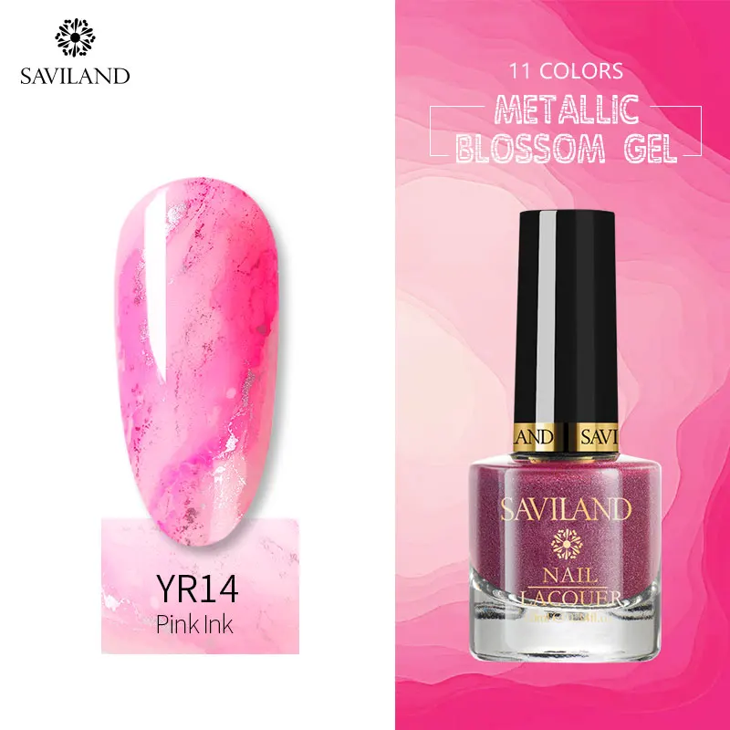 SAVILAND Nails Art DIY Металл под мрамор цветок Гель-лак для ногтей акварель прозрачный Цветущий синий фиолетовый рисунок цветок чернила эффект гель - Цвет: YR14