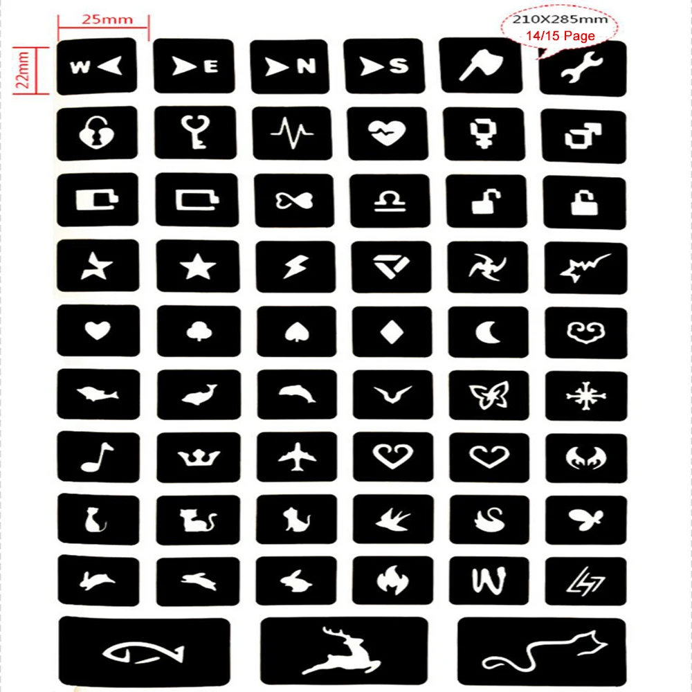 Перманентные мелкие блестки трафарет для татуировок шаблон альбом карты набор шаблоны для рисования аэрограф трафареты для татуировок хной для женщин