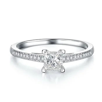 

CMajor Sterling Silver Synthetic Diamond Jewelry Elegant Temperament 14ct Imitation Diamond White Square Classic Ring for Women