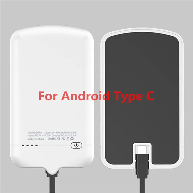 4000 мАч портативный аккумулятор зарядное устройство чехол для iPhone внешний резервный блок питания для samsung Xiaomi huawei зарядное устройство чехол - Цвет: White for Type C