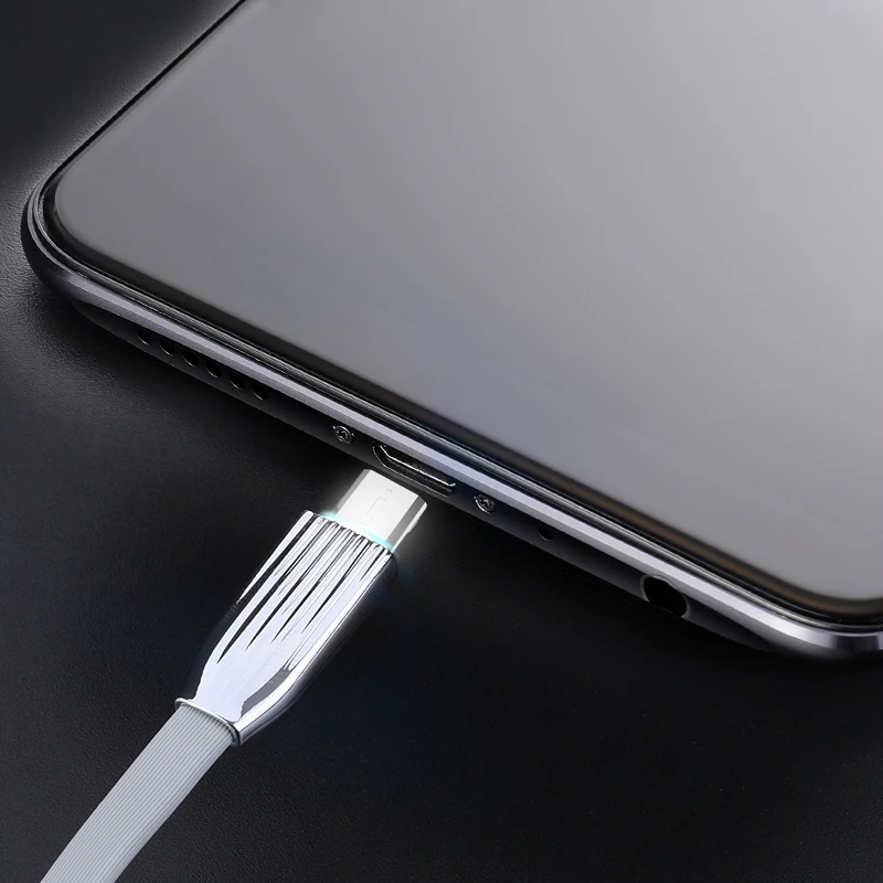 Micro USB кабель с белый светодиодный свет кабель для быстрой зарядки плоский usb-кабель для передачи данных(синхронизации) и зарядки кабель Micro USB кабель 5V 2A для samsung Xiaomi huawei
