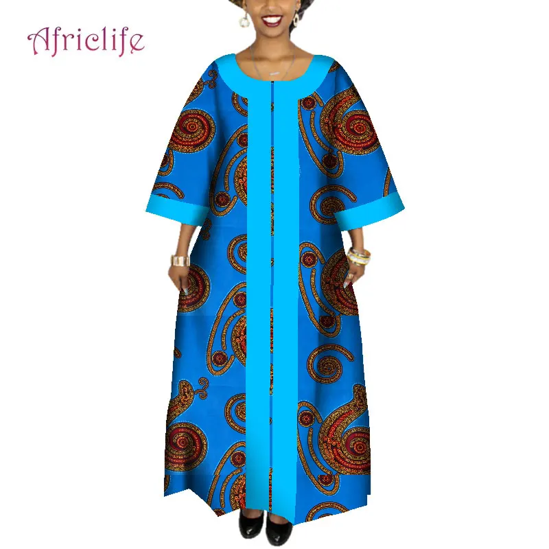 Африканские платья для женщин плюс размер Модный Дизайн Африканский Базен повседневное длинное платье африканская традиционная одежда WY4095 - Цвет: 17