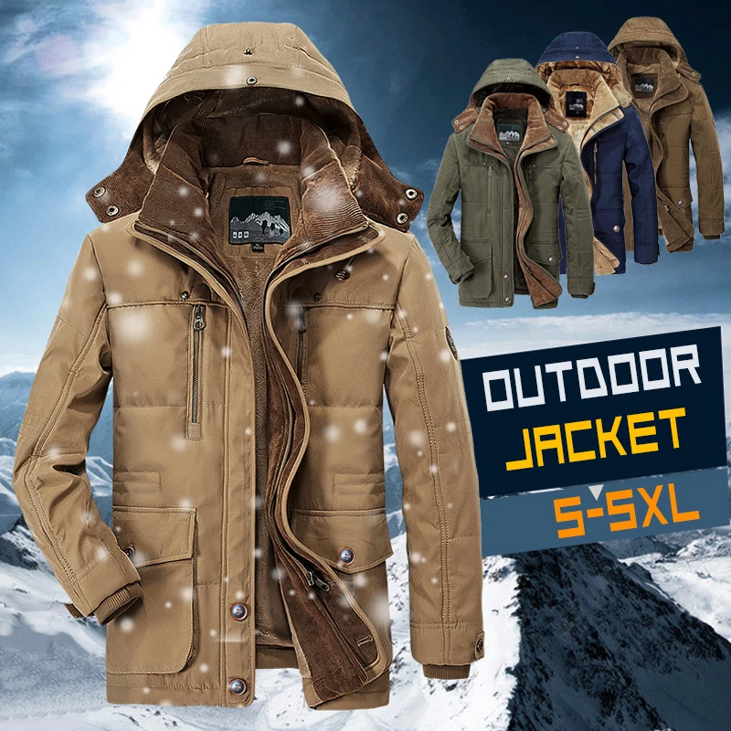 Fleece Lined Winter Coats Men 2022 Brand New Casual Long Jacket Men's Windbreaker Warm Thick