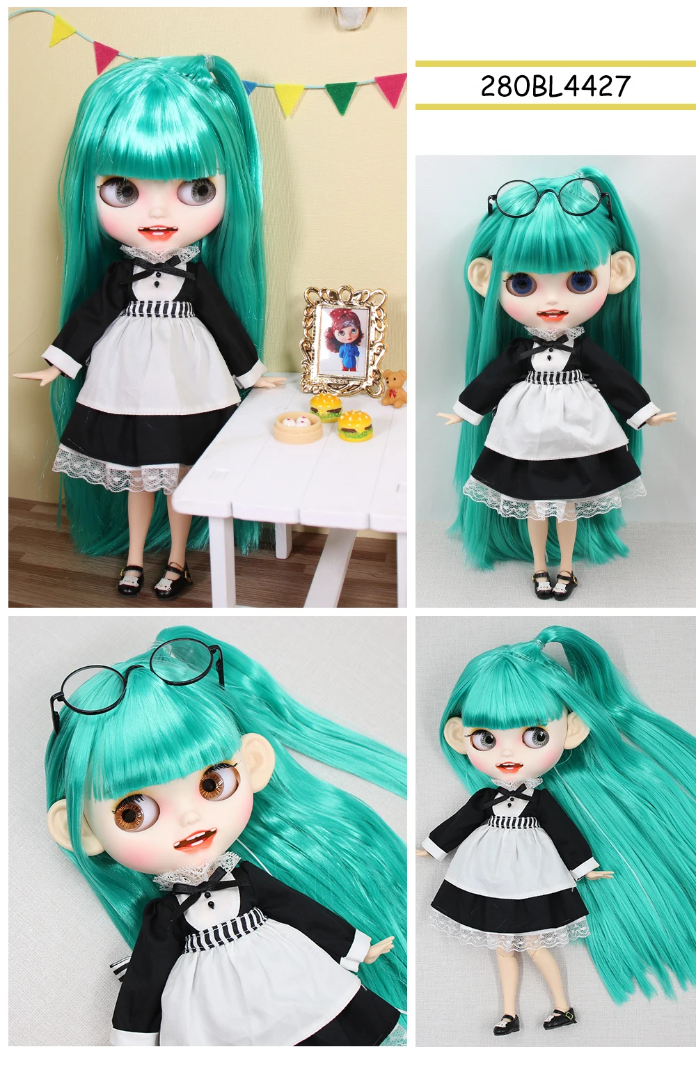 Catalina – Premium Custom Neo Blythe Doll with Turquoise Hair, White Skin & Matte Smiling Face 1