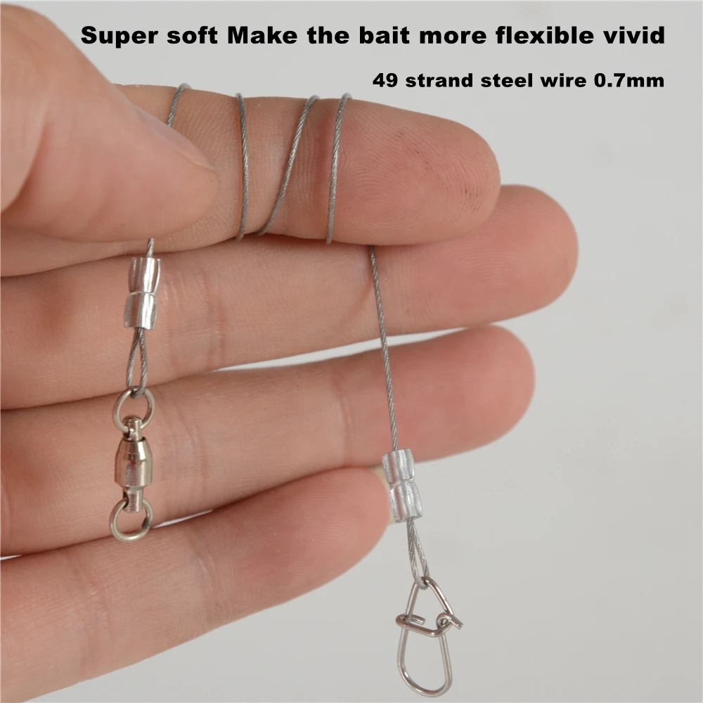Fishing Line Fishing Tackle Fishing Leashes 5pcs/lot Steel Wire Leader with Swivel Anti-bite Fishing Line 15kg 30cm Fishing Accessory Olta Leadcore Leash