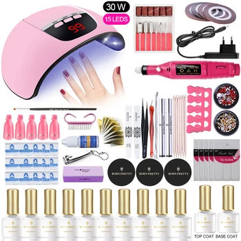 

Nail Set Soak Off Gel Varnish Choose 12/10 Colors Nail Polish Set Top Coat 24w/30w/36w UV LED Lamp Set Nail Art set
