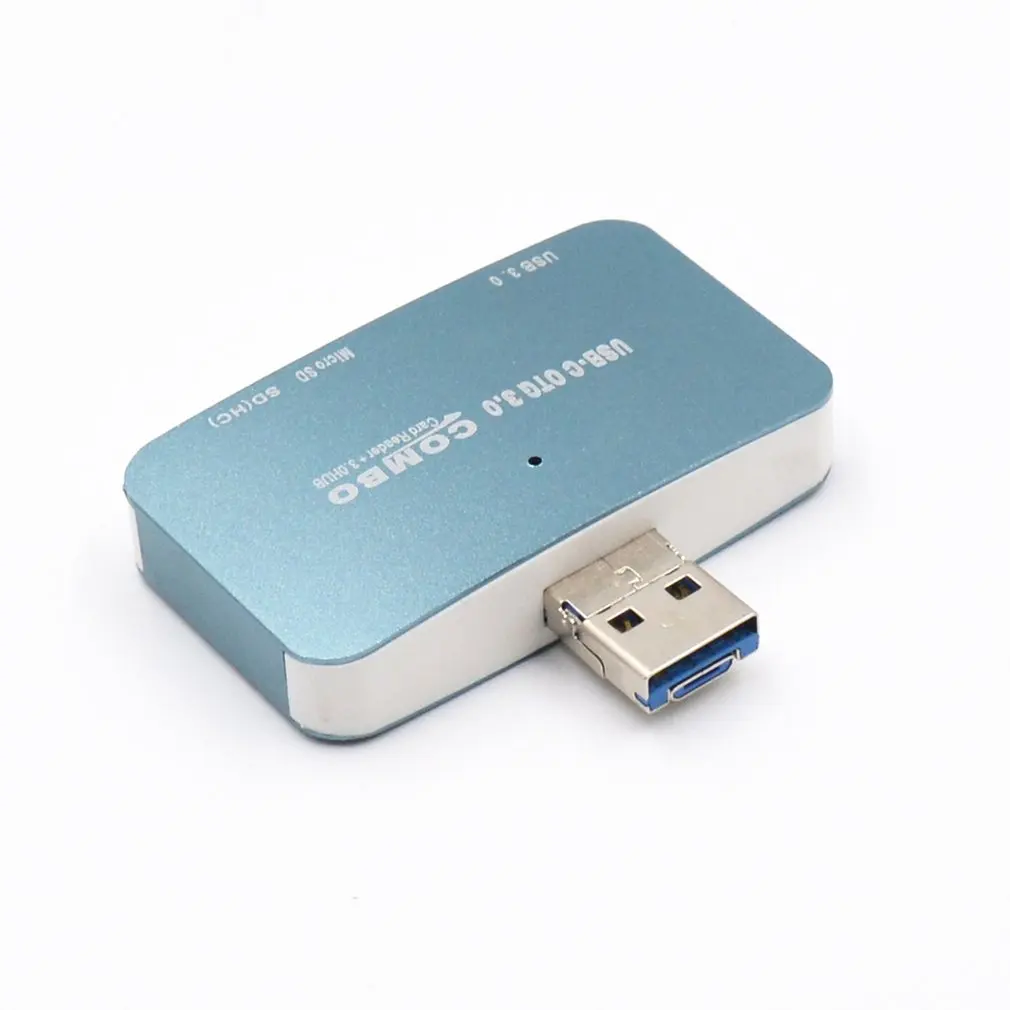 Синий Кард-ридер USB 3,0 все в одном SD/Micro SD Compact Flash смарт-карта памяти Адаптер Тип C OTG SD кард-ридер - Цвет: Синий