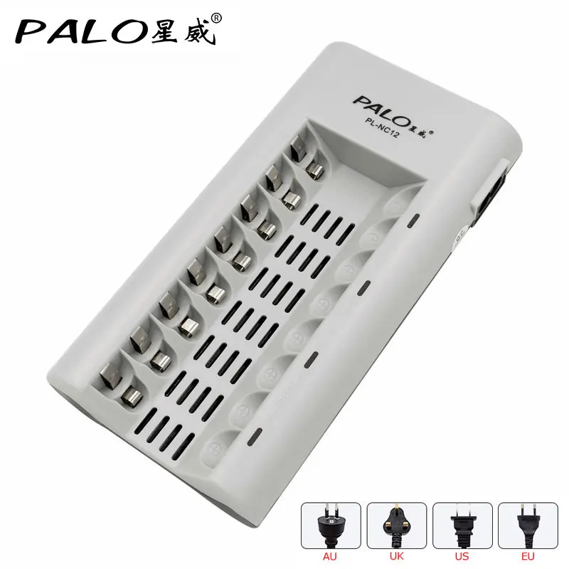 

PALO 8 Slots Battery Quick Chargers LED Light Smart battery Charger for NI-MH NI-CD 1.2V AA AAA rechargeable battery batteries